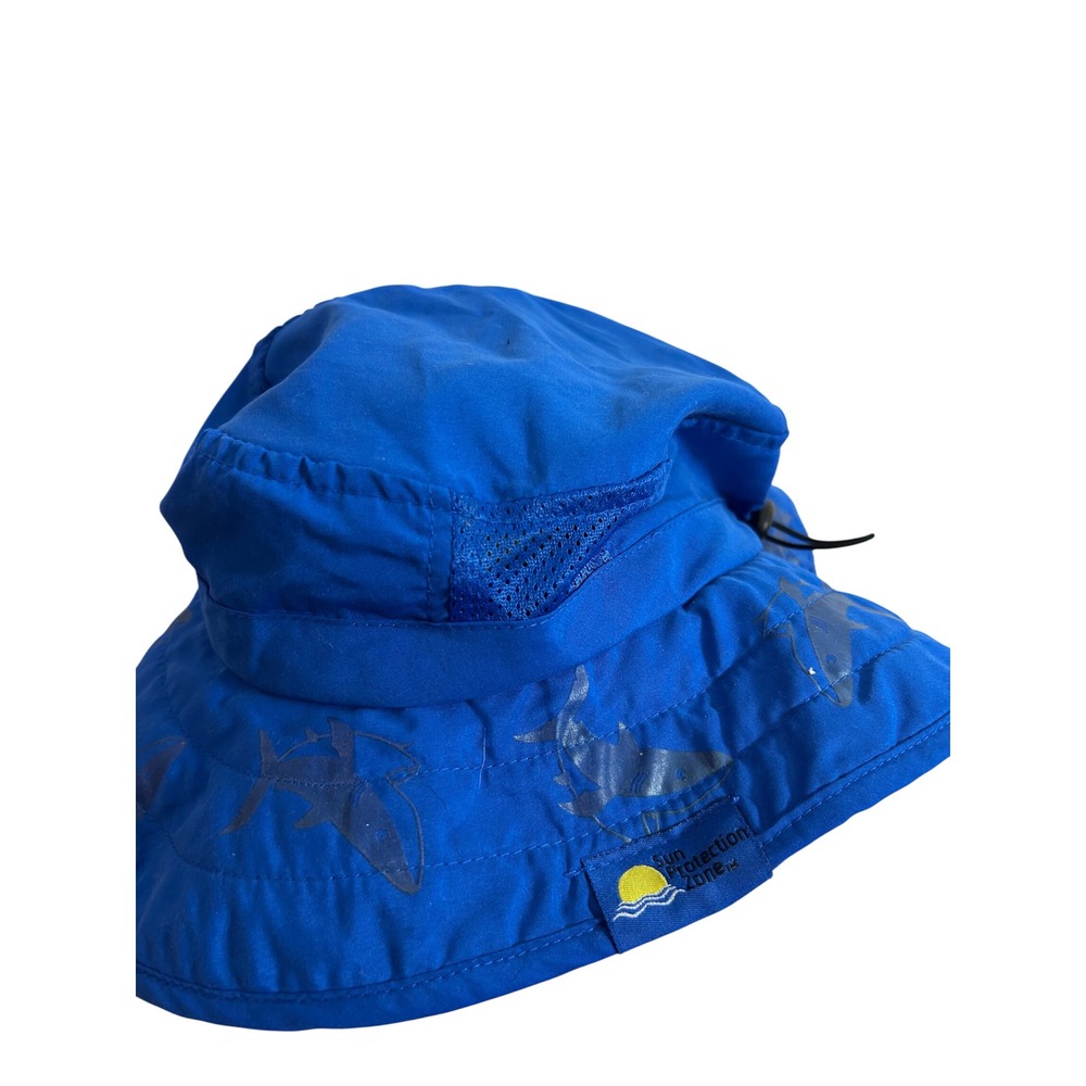 Sun Protection Zone Safari Hat OS Blue Shark Print UPF 50+ Kids